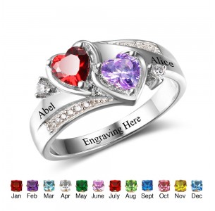 Birthstone Ring, Sterling Silver Personalized Engravable Ring JEWJORI102502